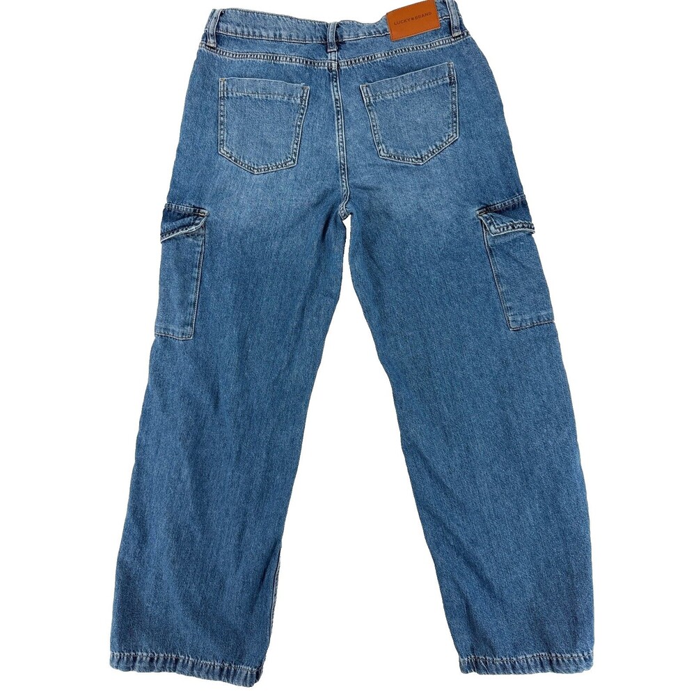 Lucky Brand Women Jeans 8 29R Blue Denim High Rise Wide Leg Utility Cargo Pants - Picture 2 of 8